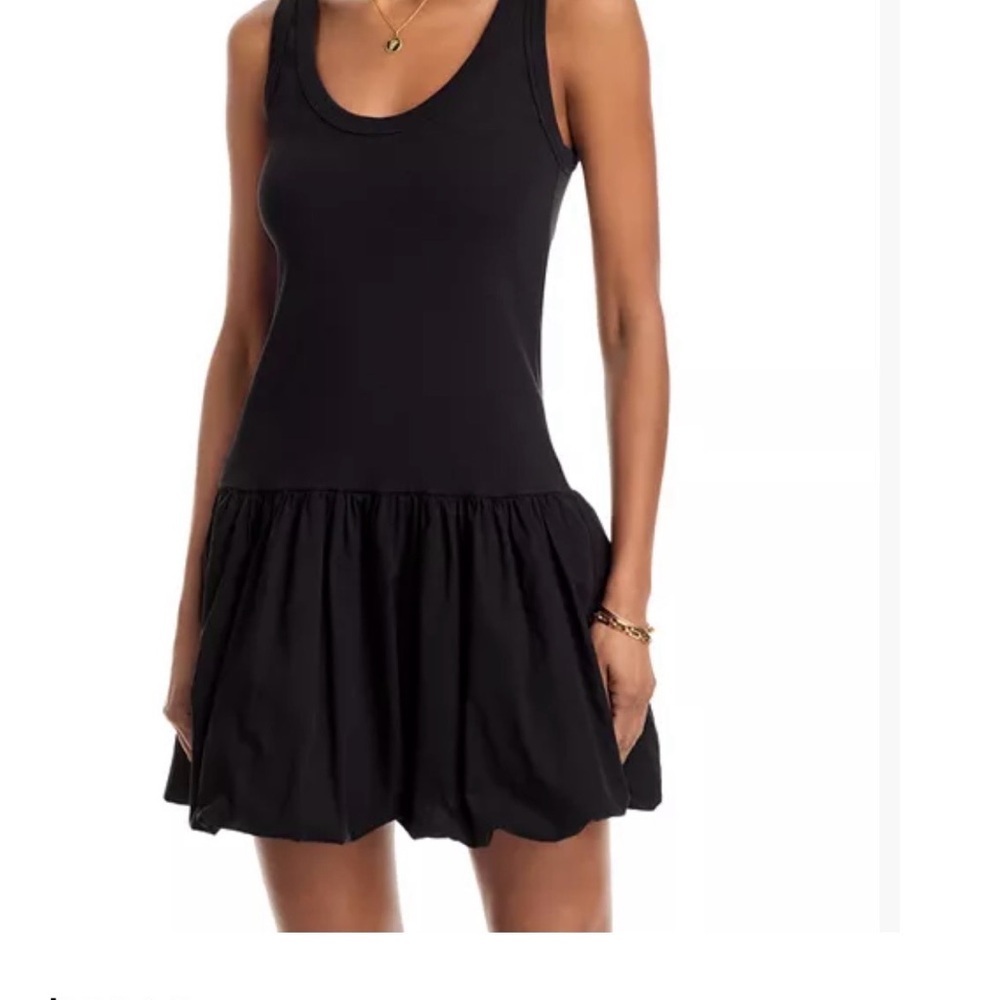 Velvet Brand Black Scoop-Neck Gathered-Hem Mini Dress